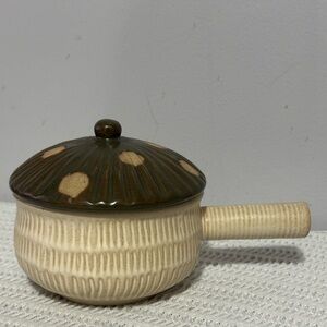 Urban outfitter mushroom lid ceramic soup bowl with handle